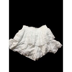 Altar'd State White Eyelet Lace Ruffled Skort Smocked Waist Mini Skirt Shorts S